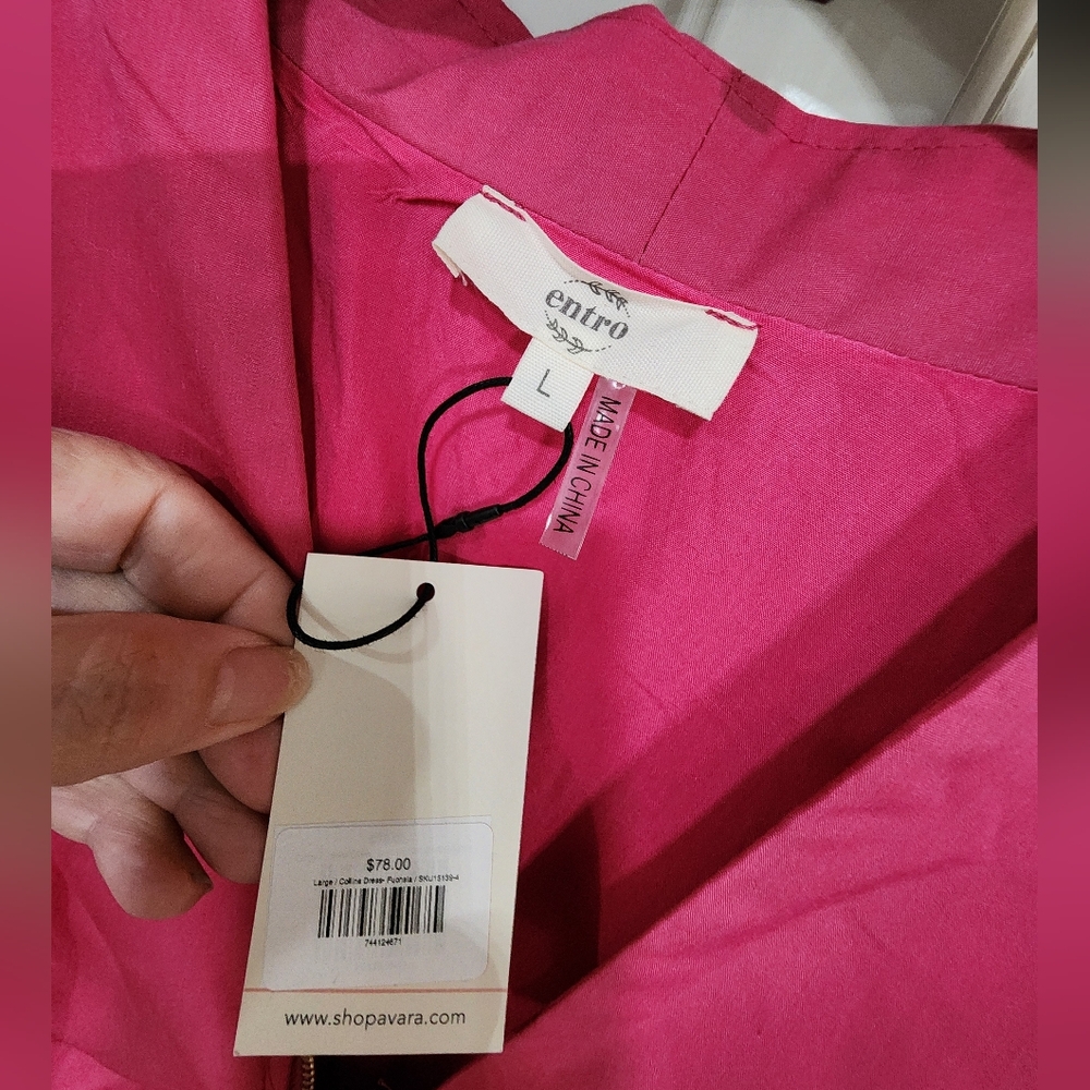 Evette Magenta Pink Zip Front Midi Dress By Avara. - Picture 5 of 13
